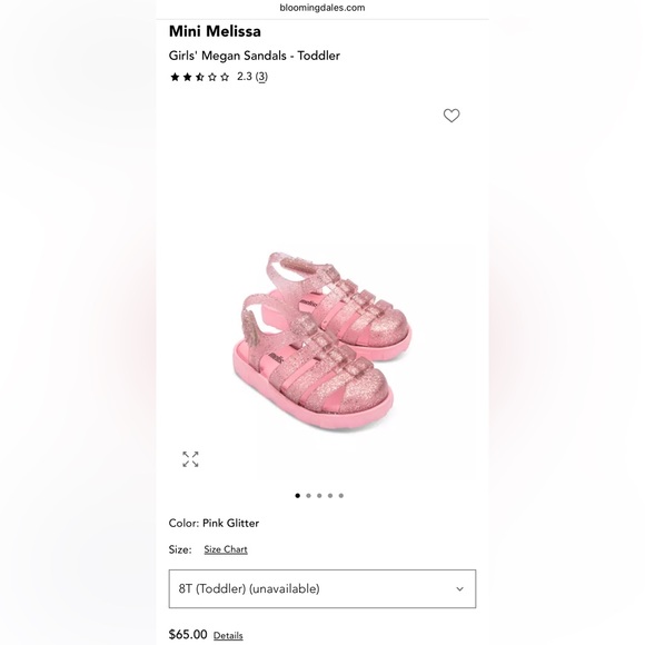 Mini Melissa Megan BB Sparkling Pink Toddler Sandals - Picture 1 of 7